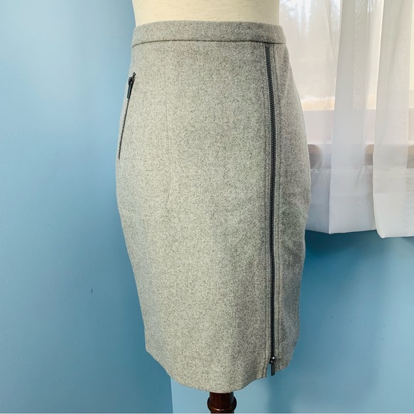 J. Crew Light Grey Wool Pencil Skirt with Zippers - Picture 7 of 8